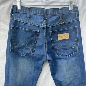 Wombat Vintage 100% Cotton Dark Denim Blue Jeans with Natural Whiskering Size 29